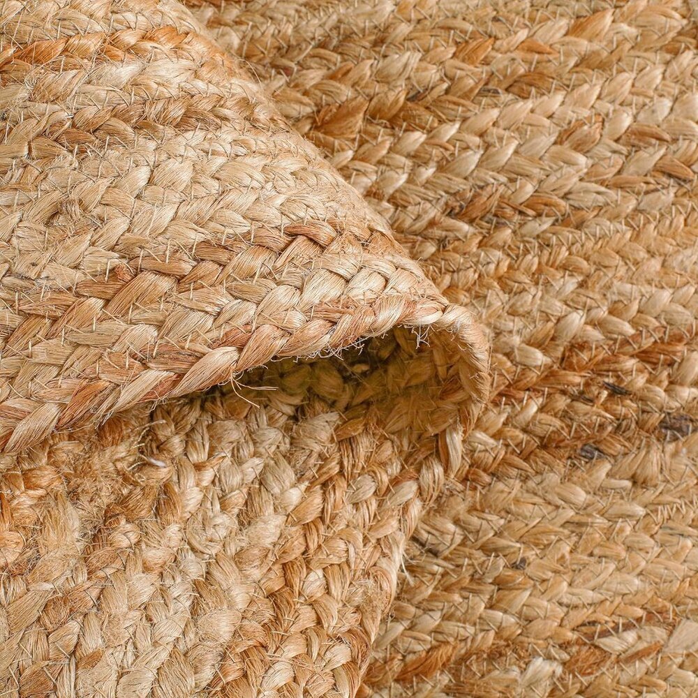 Hand Woven Jute Braided Rug, 2'x3' – Natural, Reversible Boho Entry Area Rugs fo - Picture 2 of 9
